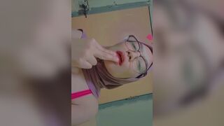 Hot Nerdy Asian Licking Her Fingers Like Whore Video