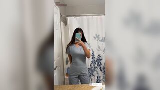 Hot Asian Nurse Revealing Her Cute Boobs With Stripteasing Video