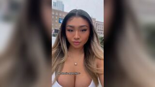 Pretty Asian Chick Revealing Her Tits While Walking In The Street Video