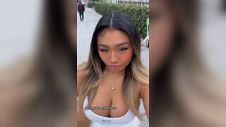 Pretty Asian Chick Revealing Her Tits While Walking In The Street Video