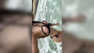 Hot Asian Bitch With Wearing A Bikini At The Beach Video