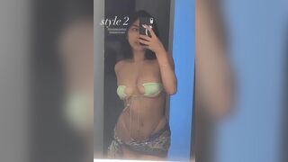 Thick Asian Babe Wearing A Bikini Mirror Cam Video