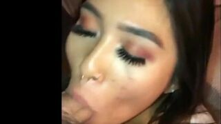 Sexy Amateur Asian Wife Sucks A Big Cock And Let The Guy Cum On Her Whole Face