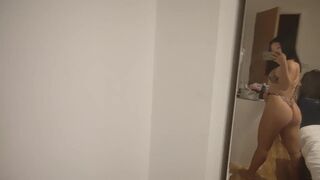 Horny Busty Asian Slut Revealing Her Big Booty Cheeks Mirror Selfie Cam Video