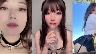 Cute Asian Babe Plays With A Big Dildo Video