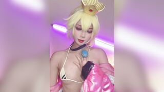 Poppachan Nude Nipple Tease in Bikini Cosplay Video