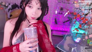 Asianbunnyx Teasing Nude Tits in Bikini While Strip Dance Video