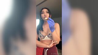 Allecakes Exposed Nipples in Seethrough Bra Leaked Tape