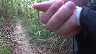 Public Crazy Place DICK FLASH IN FOREST: Sporty milf caught me jerking off and laughs at my huge cumshot