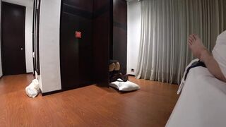 Public Crazy Place Sleazy HOTEL MAID stuck in closet and accidentally sat on my big dick