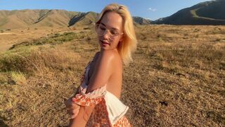 Horny Asian fucks hard in the mountains