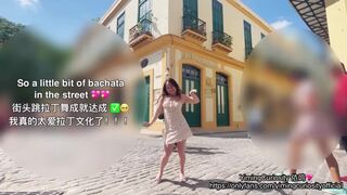 YimingCuriosity Havana Sunset Sex Vlog Asian Chinese Slut rough blowjob and doggy on balcony