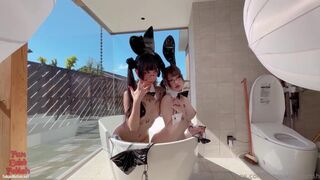 Melu Morinaga Lesbian Play Bunny Babes Teasing Nude Tits And Pussy With Soap Onlyfans Leak