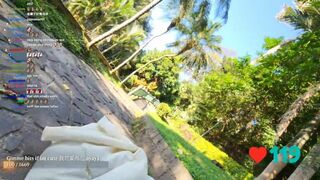 Pretty Asian Showing Off Her Booty in a Public Park On a Live Video