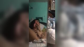 Pretty Horny Asian Teen Slut Masturbating On The Bed Leaked Selfie Cam Video