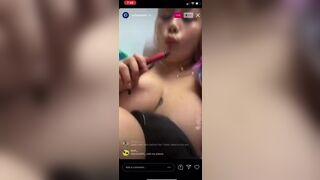 Fattestcat Busty Asian Smoking With Naked In A Instagram Live Video