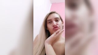 Pretty Blonde Teases Her Tits and Show Off Big Booty On a Live Video