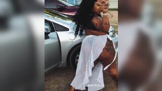 Tattooed Fat Ebony Shaking Her Big Ass In Outdoor Video