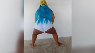 Fat Blue Haired Ebony Dancing While She Twerks Her Big Ass Video