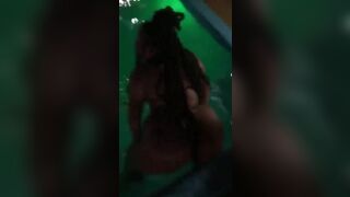 Big Booty Ebony Twerking Her Wet Ass On a Pool Party Video