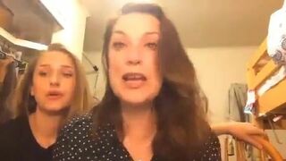 Mom and Daughter Fooling Around On a Live and Mom Shows Her Big Tits Video