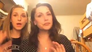 Mom and Daughter Fooling Around On a Live and Mom Shows Her Big Tits Video