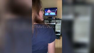 Amature Asian Sucks Her BF'Cock And Rides it While Watching TV Video