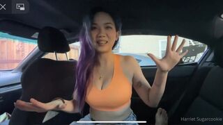 Sugarcookie Hot Asian Gets Horny In the Car And Gives a Sensual Blowjob and a Tit Fuck For His Cock Video