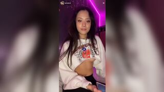 Sexy Slutty Asian Flashing Her Tits On a Live Video