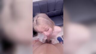 Gorgeous Asian Babe Sucking A Big White Cock Gently Video