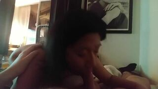 Shy Asian Teen Sucking Her BF's Big Cock In A Hotel Room Video