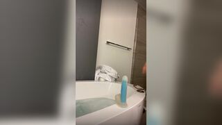 Cute Sexy Asian Babe With Big Tits Rides A Big Dildo After Bathing On Bathtub Video