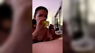 Horny Asian GF Sucking Her BF's Big Cock Video