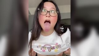 Nerdy Asian Teen Showing Off Her Tits Video